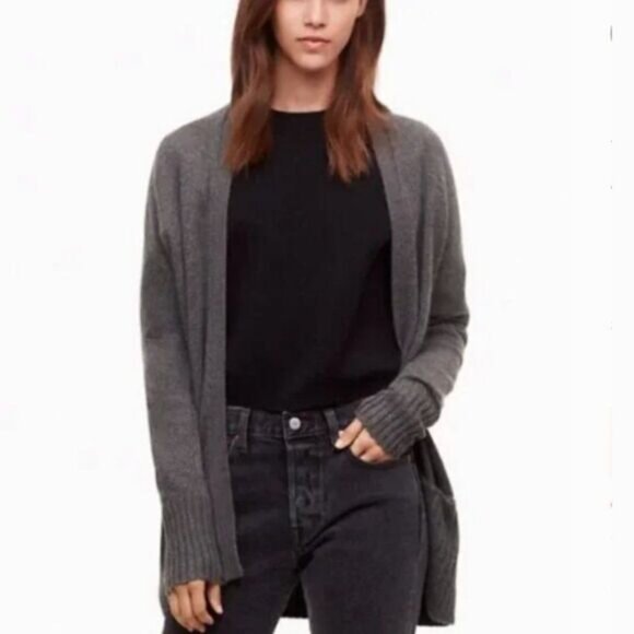 AZURE SKIES / Aritzia Lenox Sweater Cardigan Relaxed Fit Grey Sz XXS - Picture 2 of 15